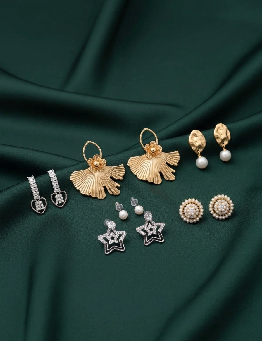 Set Of 5 Trendy Designs Combo Of Earrings