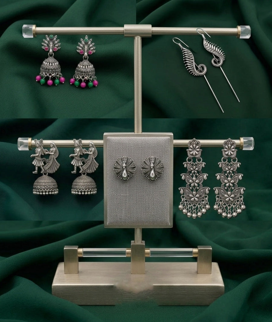 Set Of 5 Trendy Designs Combo Of Earrings