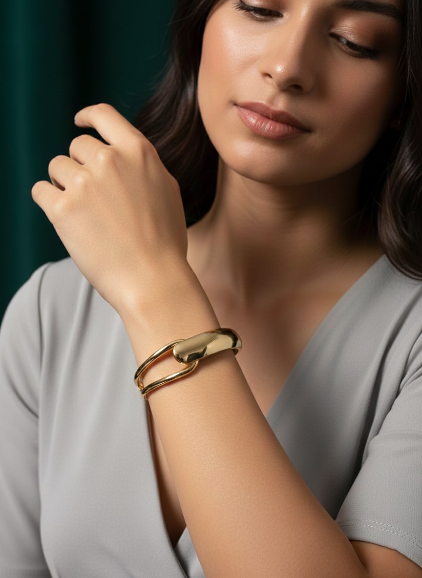 Premium Gold-Plated Bangle-Style Bracelet
