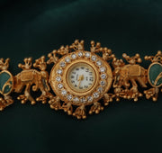 Gold Plated Fancy Diamod Trendy Watch Bracelet
