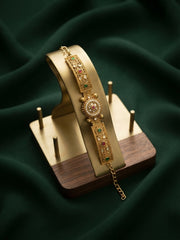 Gold Plated Fancy Beaded Trendy Link Bracelet