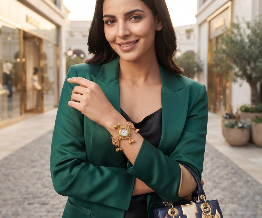 Gold Plated Fancy Gungroo Trendy Watch Bracelet