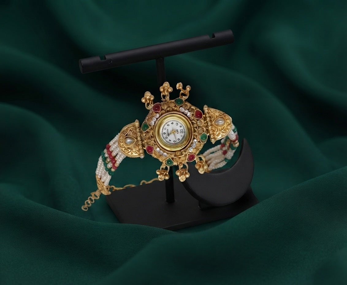 Gold Plated Fancy Gungroo Trendy Watch Bracelet