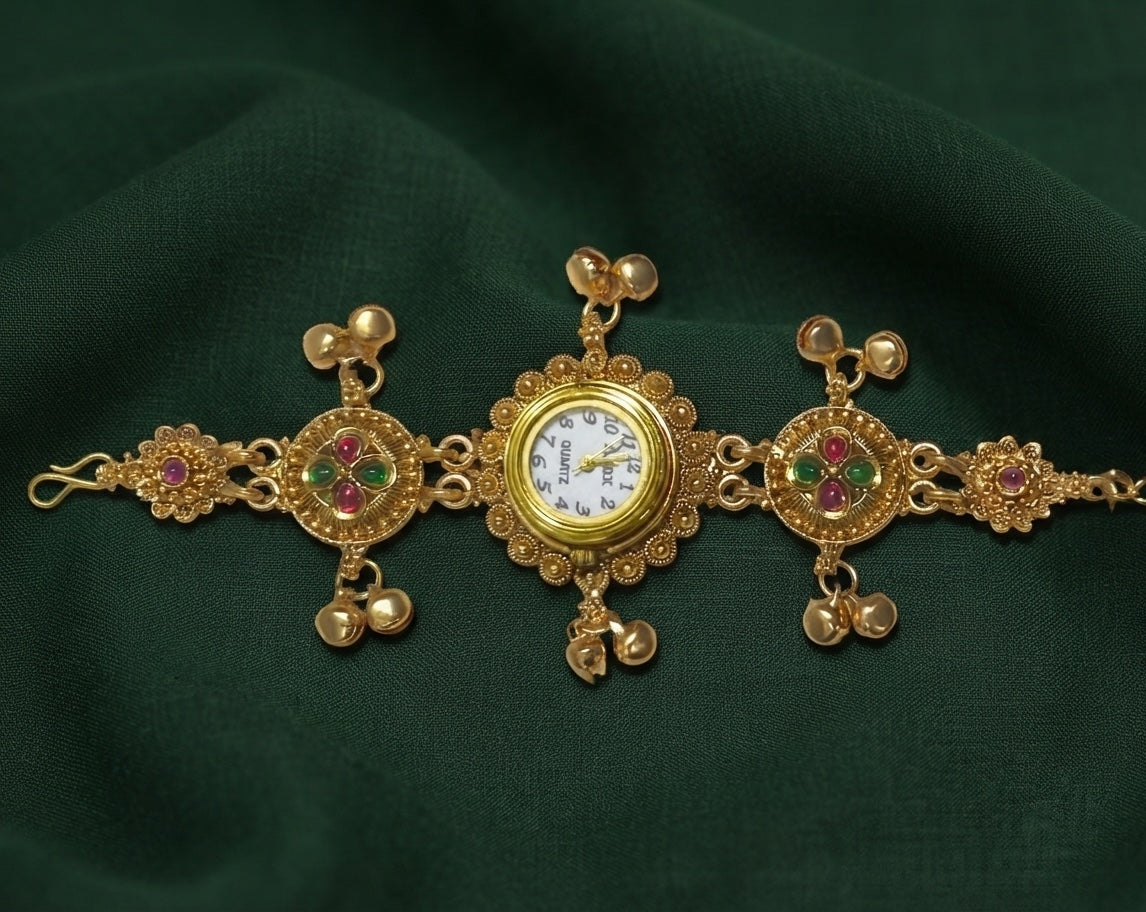 Gold Plated Fancy Gungroo Trendy Watch Bracelet