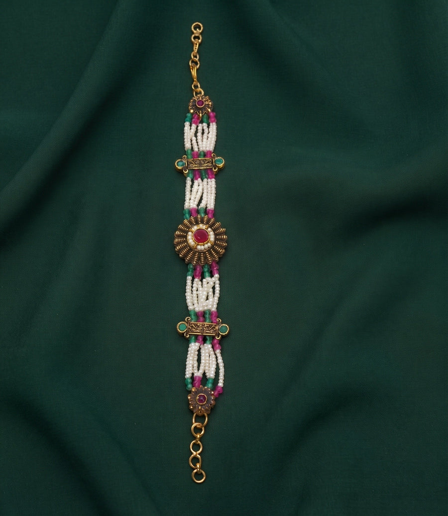 Gold Plated Fancy Pearls Trendy Bracelet