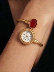 Gold Plated Trendy Watch Cuff Bracelet