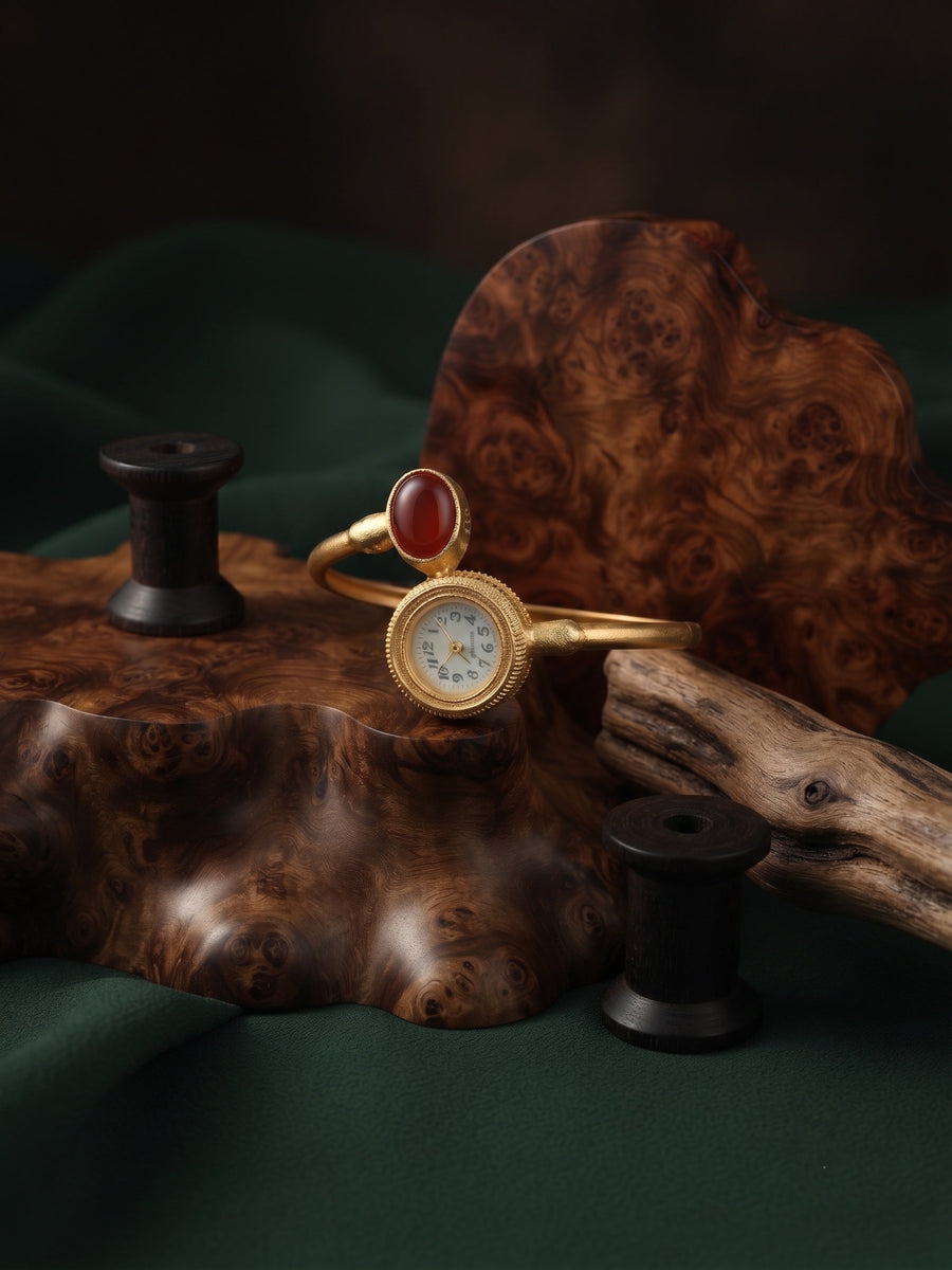 Gold Plated Trendy Watch Cuff Bracelet