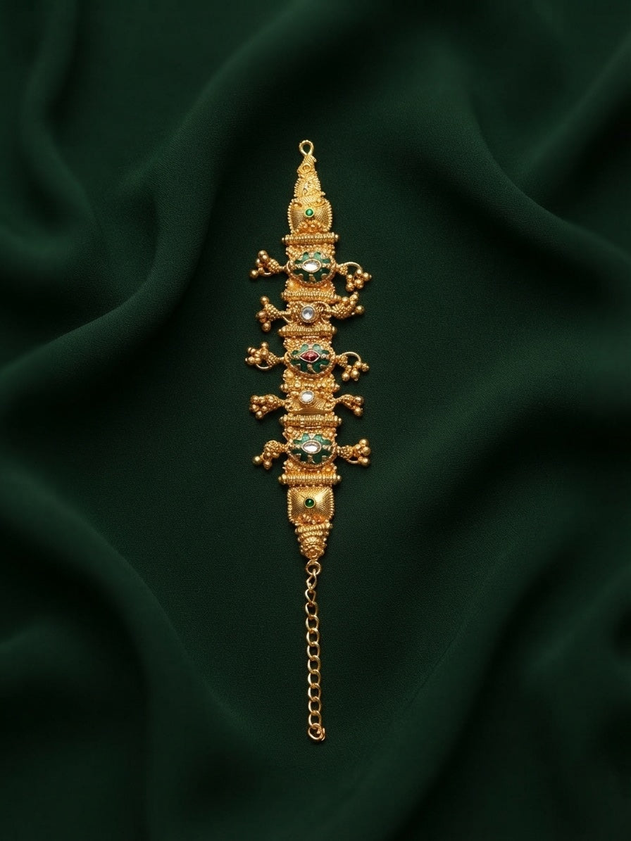 Gold Plated Fancy Beaded Trendy Link Bracelet