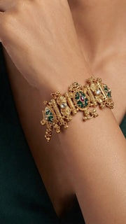 Gold Plated Fancy Beaded Trendy Link Bracelet