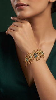 Gold Plated Fancy Beaded Trendy Link Bracelet