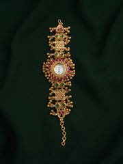Gold Plated Trendy Watch With Gungroo Bracelet