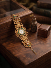Gold Plated Trendy Watch With Gungroo Bracelet