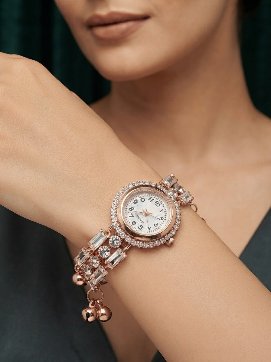 Rose Gold Plated Trendy Watch Bracelet