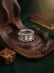 Silver Plated Oxidised Ghungroo Cuff Bracelet