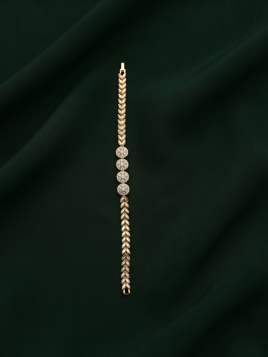 Gold Plated Fancy Beaded Trendy Link Bracelet