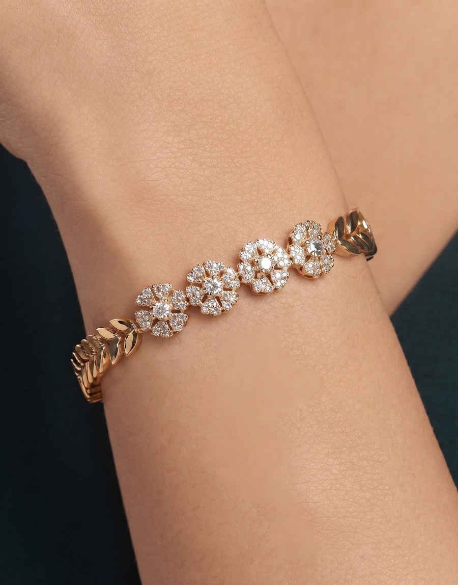 Gold Plated Fancy Beaded Trendy Link Bracelet