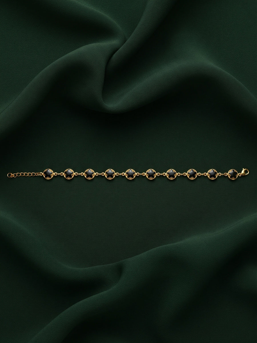 Gold Plated Fancy Beaded Trendy Link Bracelet