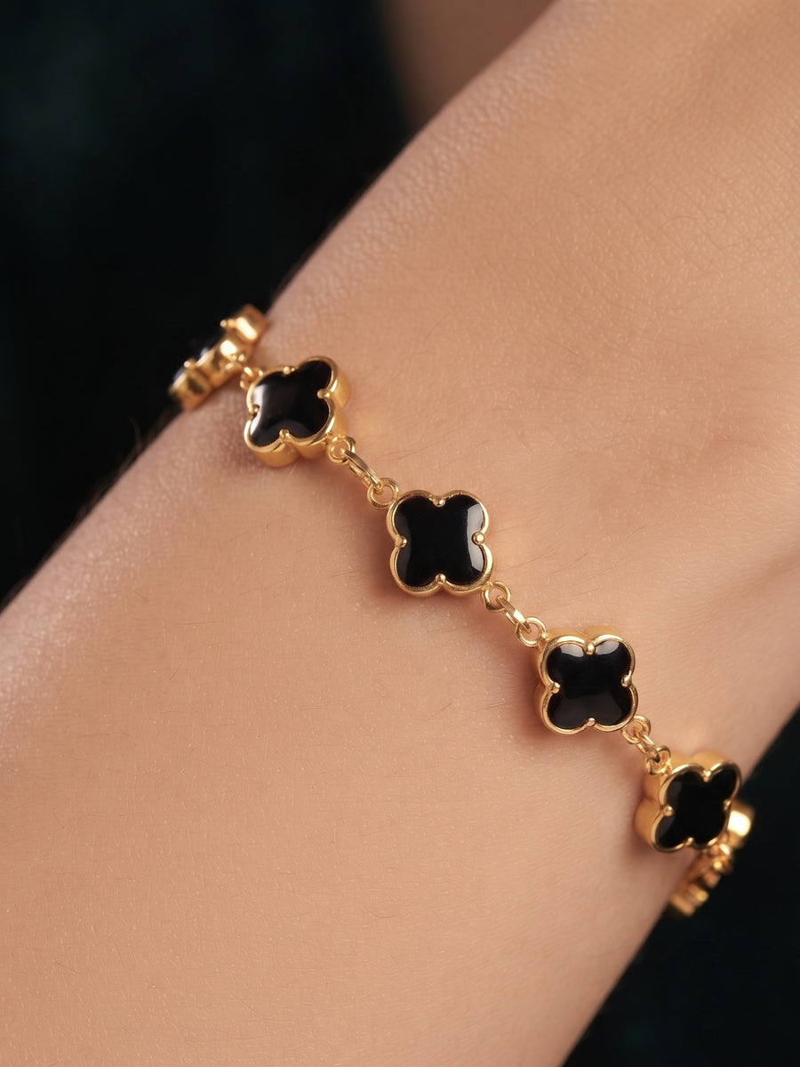 Gold Plated Fancy Beaded Trendy Link Bracelet