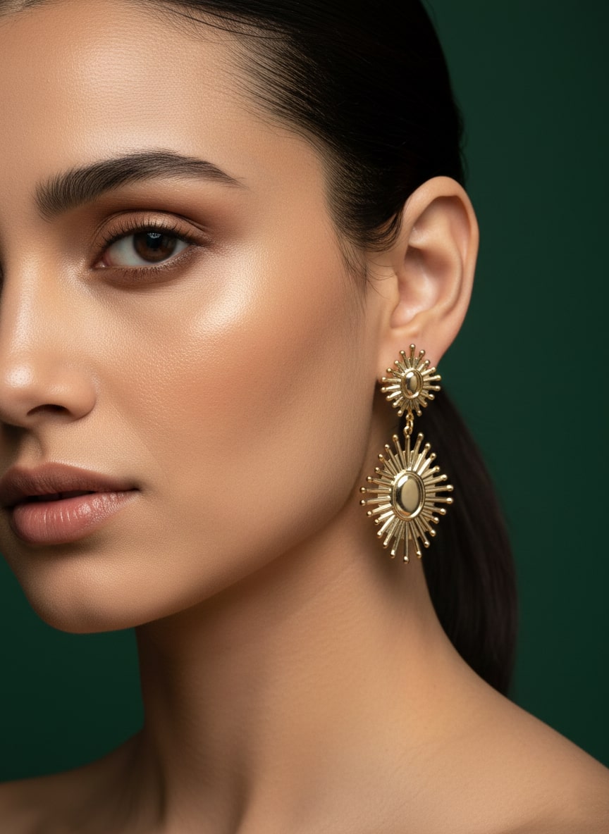 Sun Shaped Antique Drop Earrings