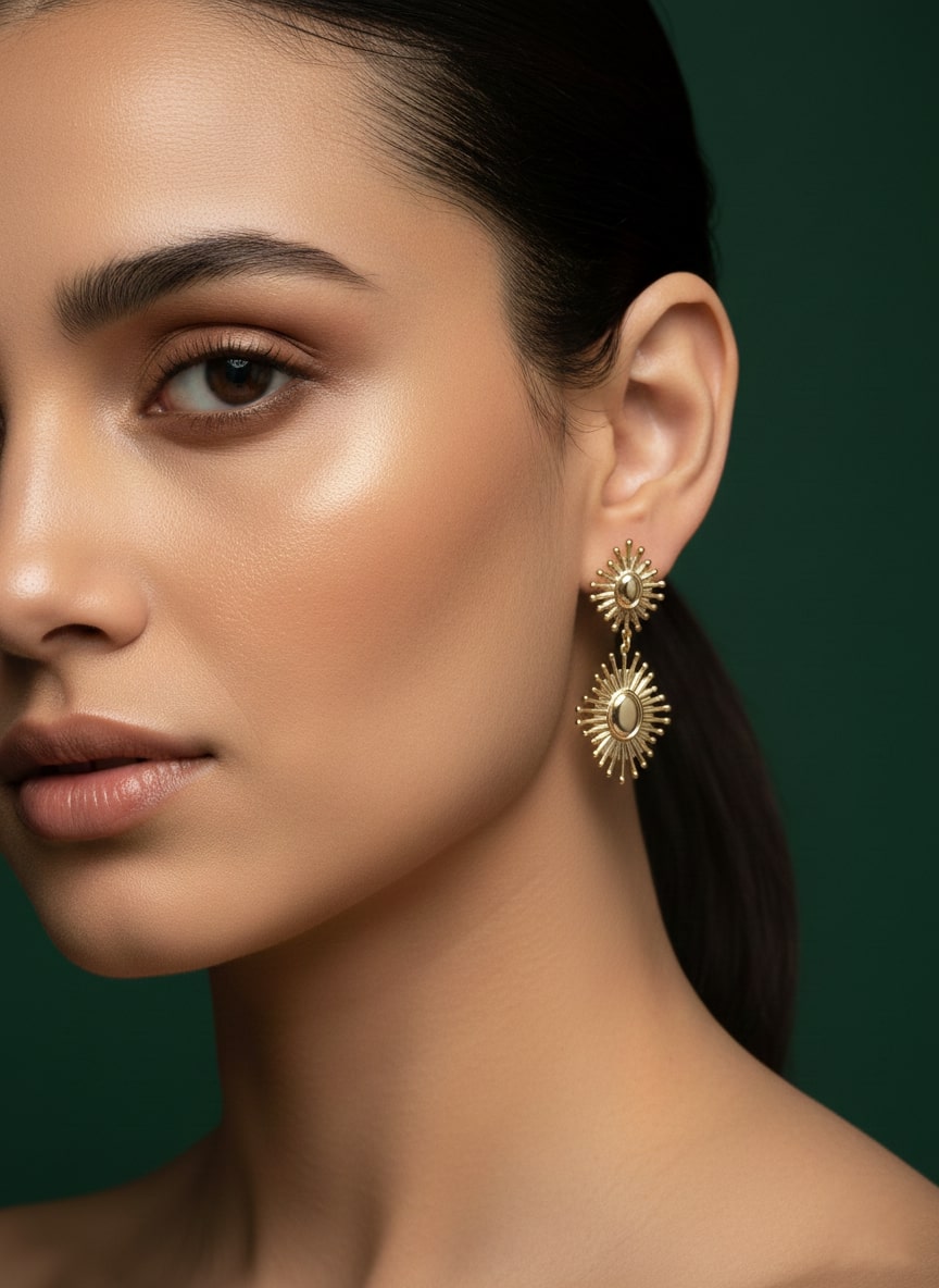 Sun Shaped Antique Drop Earrings