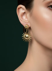 Golden Sun Shaped Drop Earring