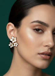 White & Golden Flower Studs
