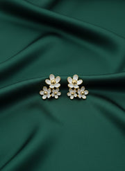 White & Golden Flower Studs