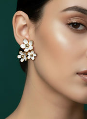 White & Golden Flower Studs