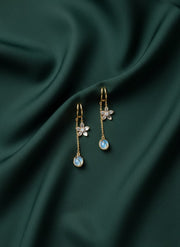 Diamond Floral And Beads tassels Earrings