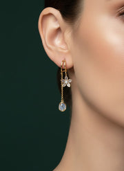 Diamond Floral And Beads tassels Earrings