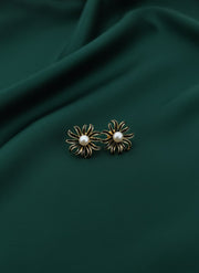 Golden Flower With White Pearl Studs