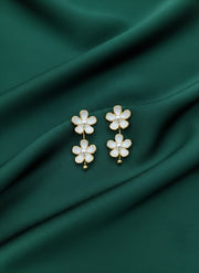 White & Golden Flower Earrings