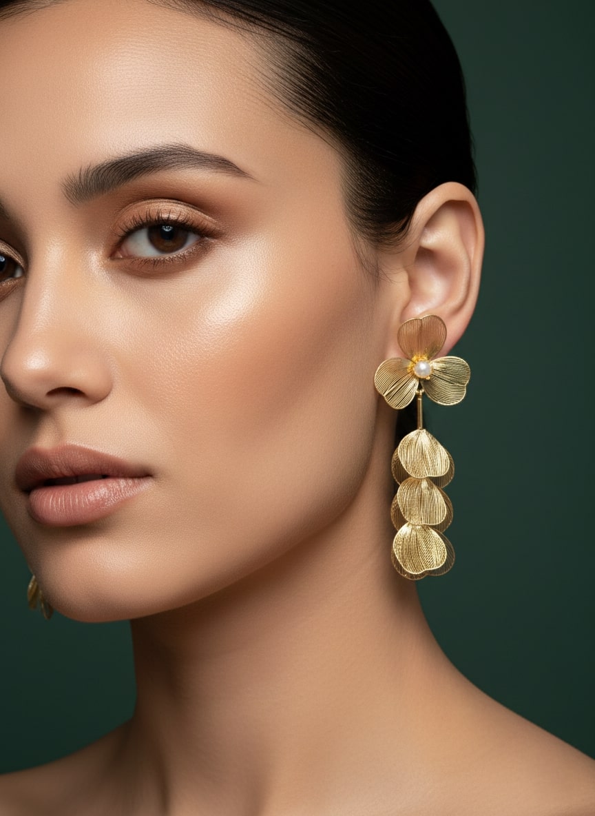 Floral With Pearls & Tassels Earrings