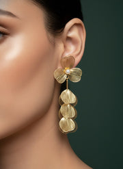 Floral With Pearls & Tassels Earrings
