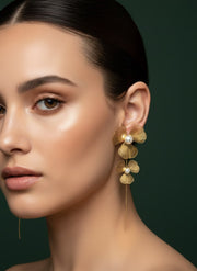 Floral With Pearls Threader Earrings