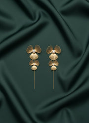 Floral With Pearls Threader Earrings