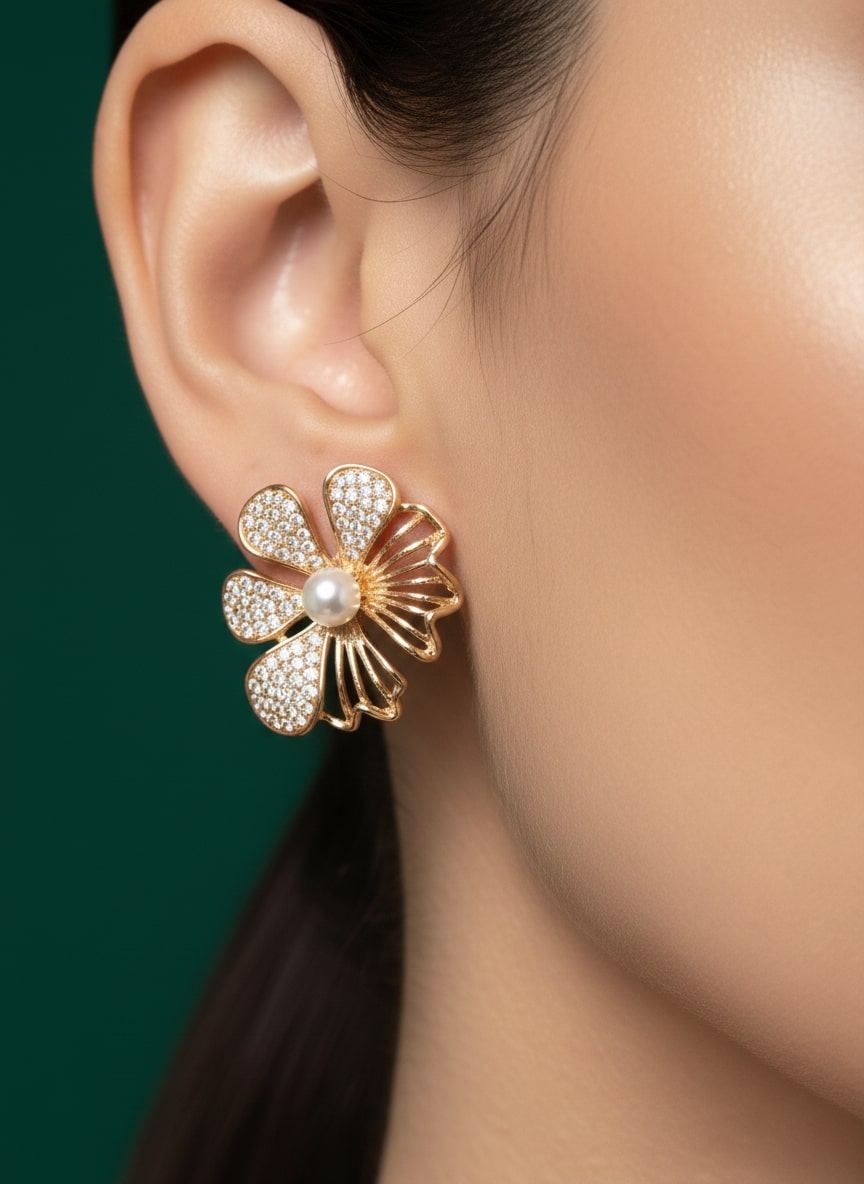 Unique AD Stones With Beautiful Pearl Studs