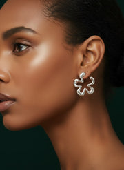 Silver Plated Flower Shaped Earrings