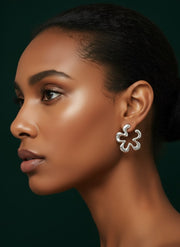 Silver Plated Flower Shaped Earrings