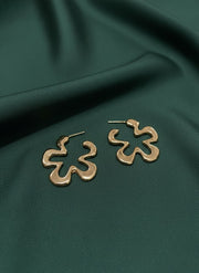 Gold Plated Flower Shaped Earrings