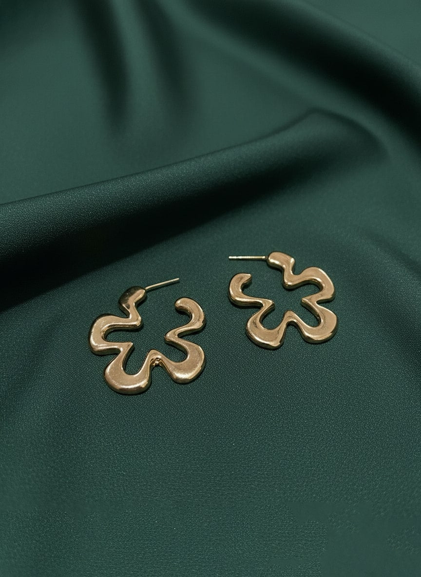 Gold Plated Flower Shaped Earrings