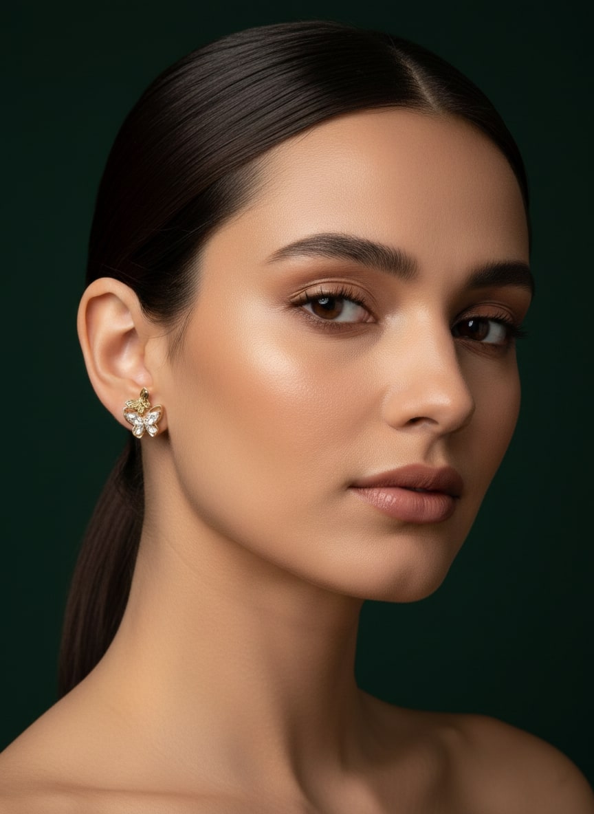 Artificial Little Diamond Butterfly Studs