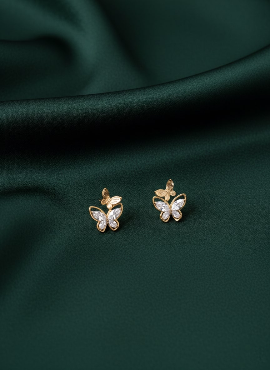 Artificial Little Diamond Butterfly Studs