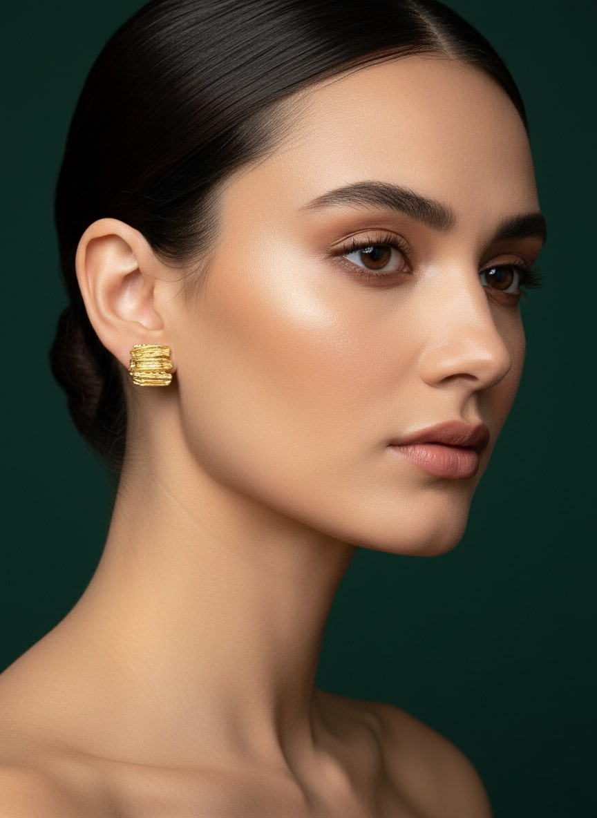 Golden-Plated Diamond Studs
