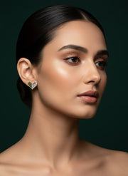 Unique Gold & Silver Diamond Heart Studs