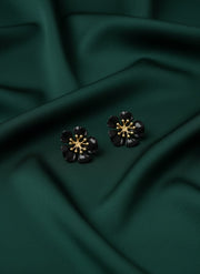 Black & Gold Flower Clasic Studded Earrings