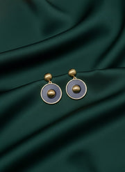 Blue & Gold Circular Drop Earrings