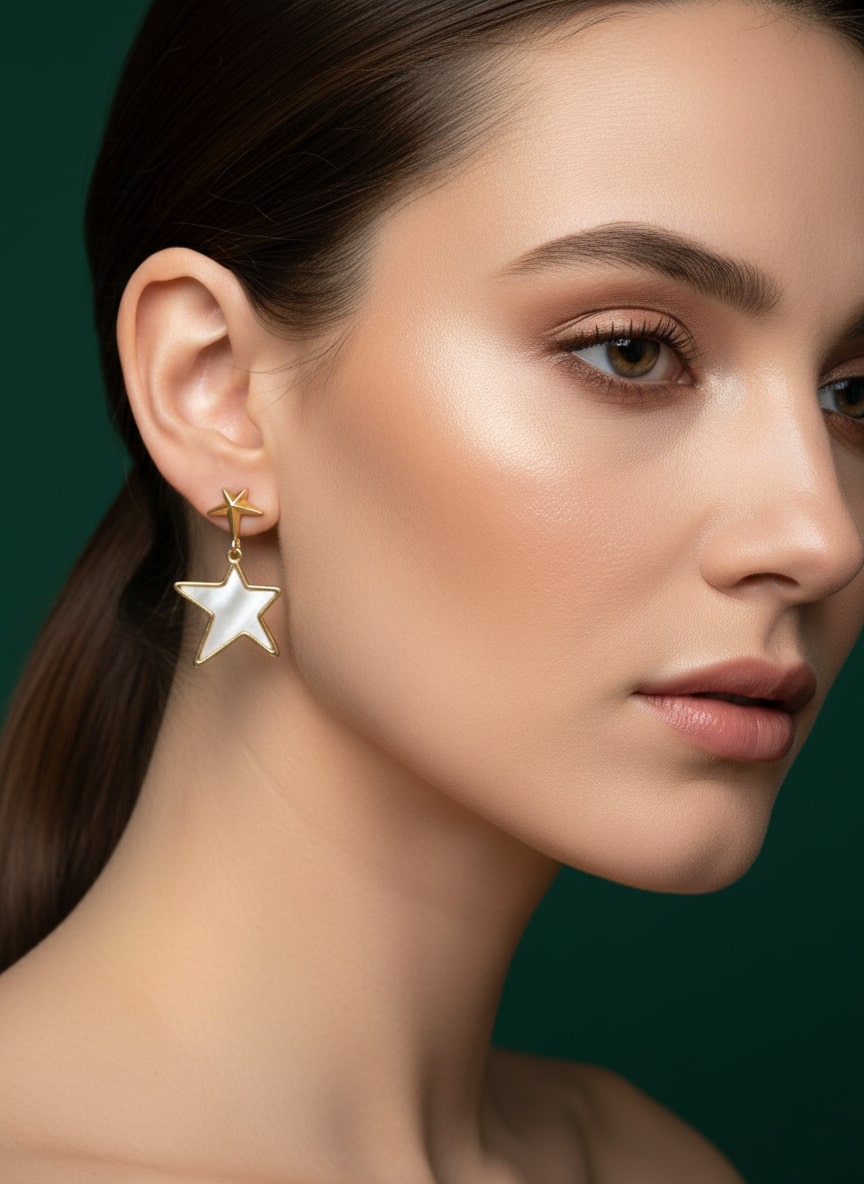 Unique White Star Shaped Earring