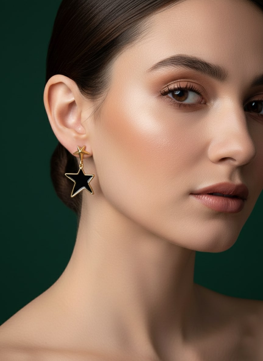 Unique Black Star Shaped Earring