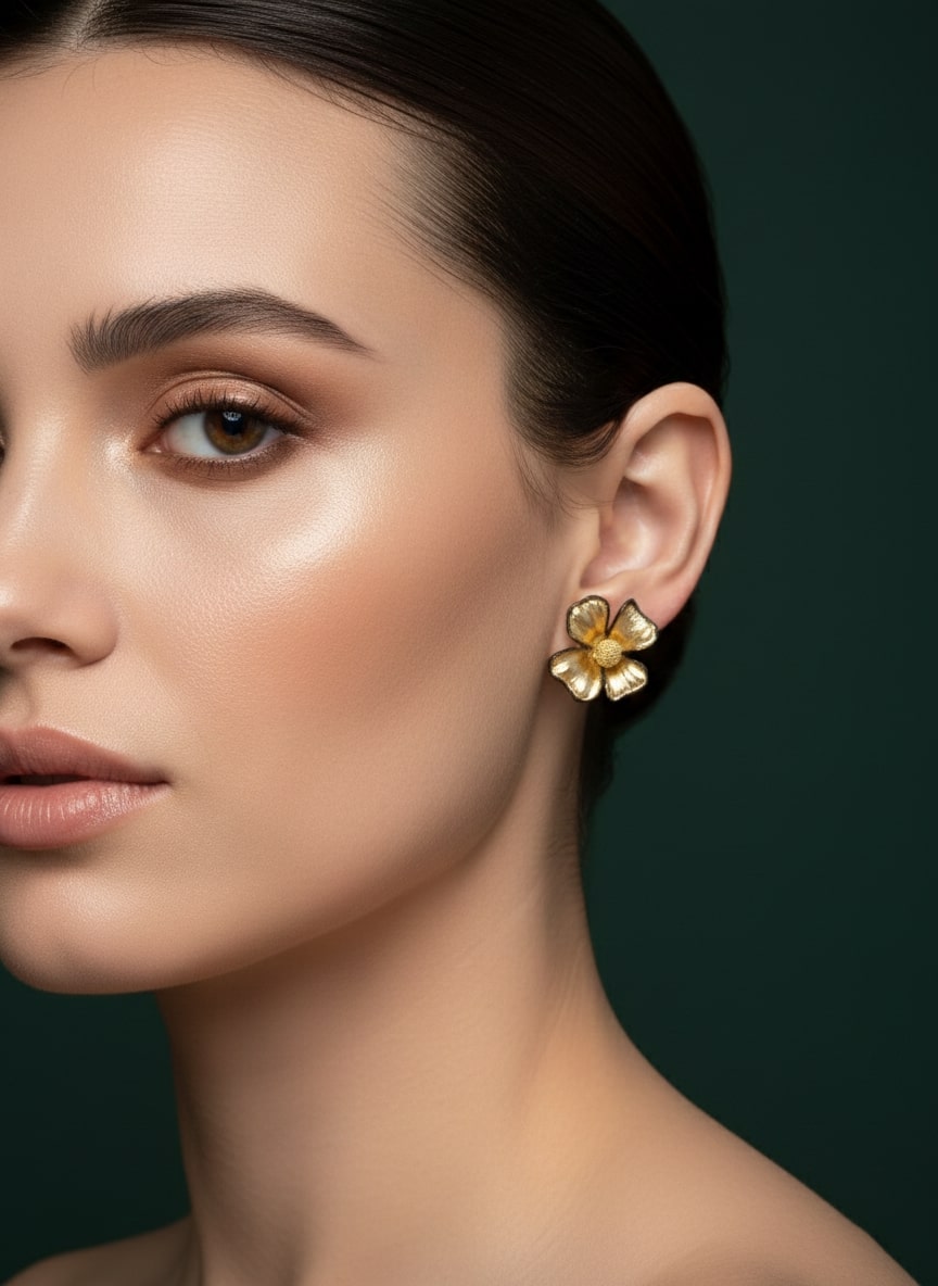 Golden Flower Studs